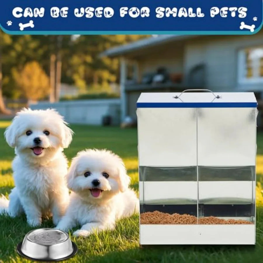 Outdoor Galvanized Automatic Feeder For Two Cats With Water Bowls