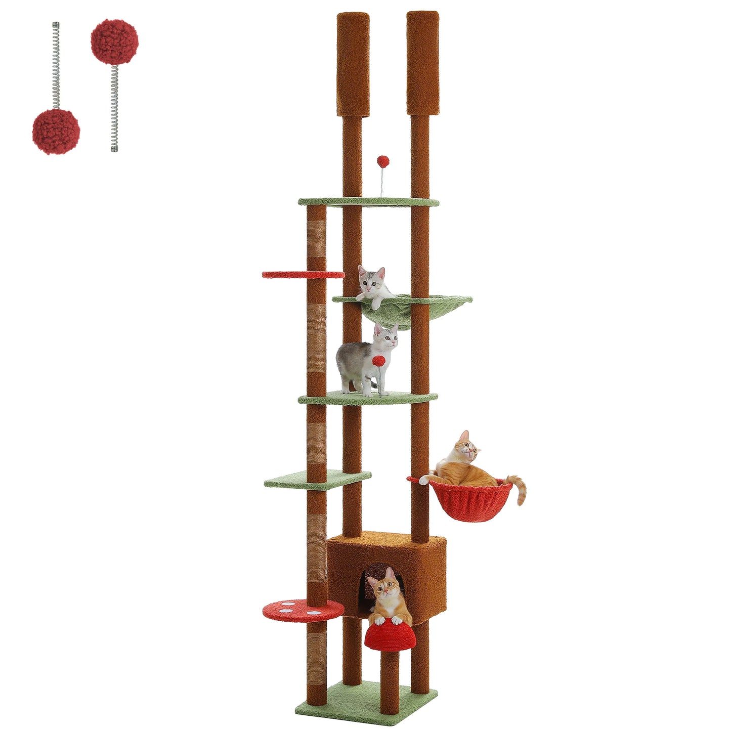 PEQULTICN Mushroom Shaped Cat Tower With Large Perch Hammock