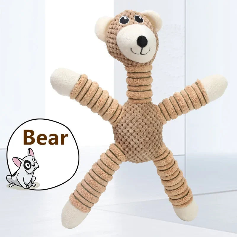 Indestructible Large Dog Squeaky Plush Toy Animal Shape Chew Molar Training Dental