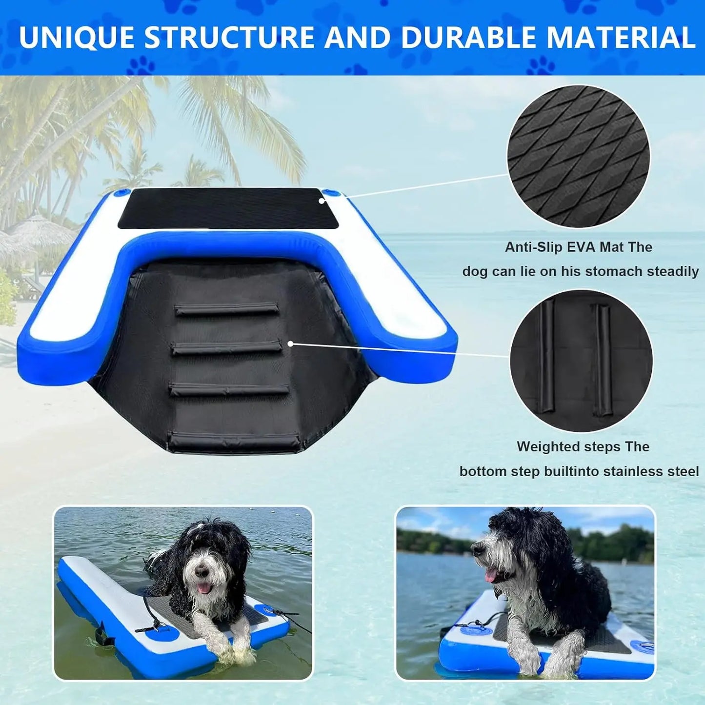 Inflatable Non Slip Dog Pool Ramp Ladder For Water Dock