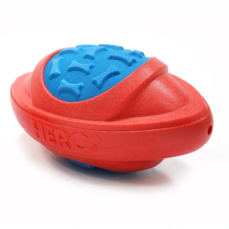 CAITEC Dog Toys Football for Dogs Floatable Squeaky Hard and Firm Fit for Outdoor Throwing Suitable for Medium to Large Dogs