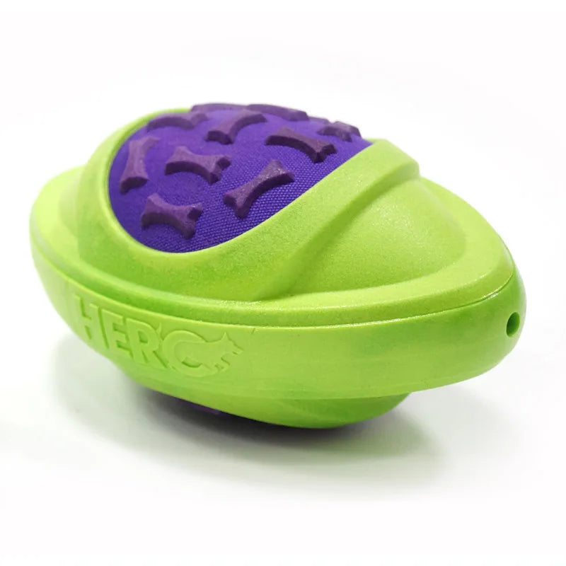 CAITEC Dog Toys Football for Dogs Floatable Squeaky Hard and Firm Fit for Outdoor Throwing Suitable for Medium to Large Dogs