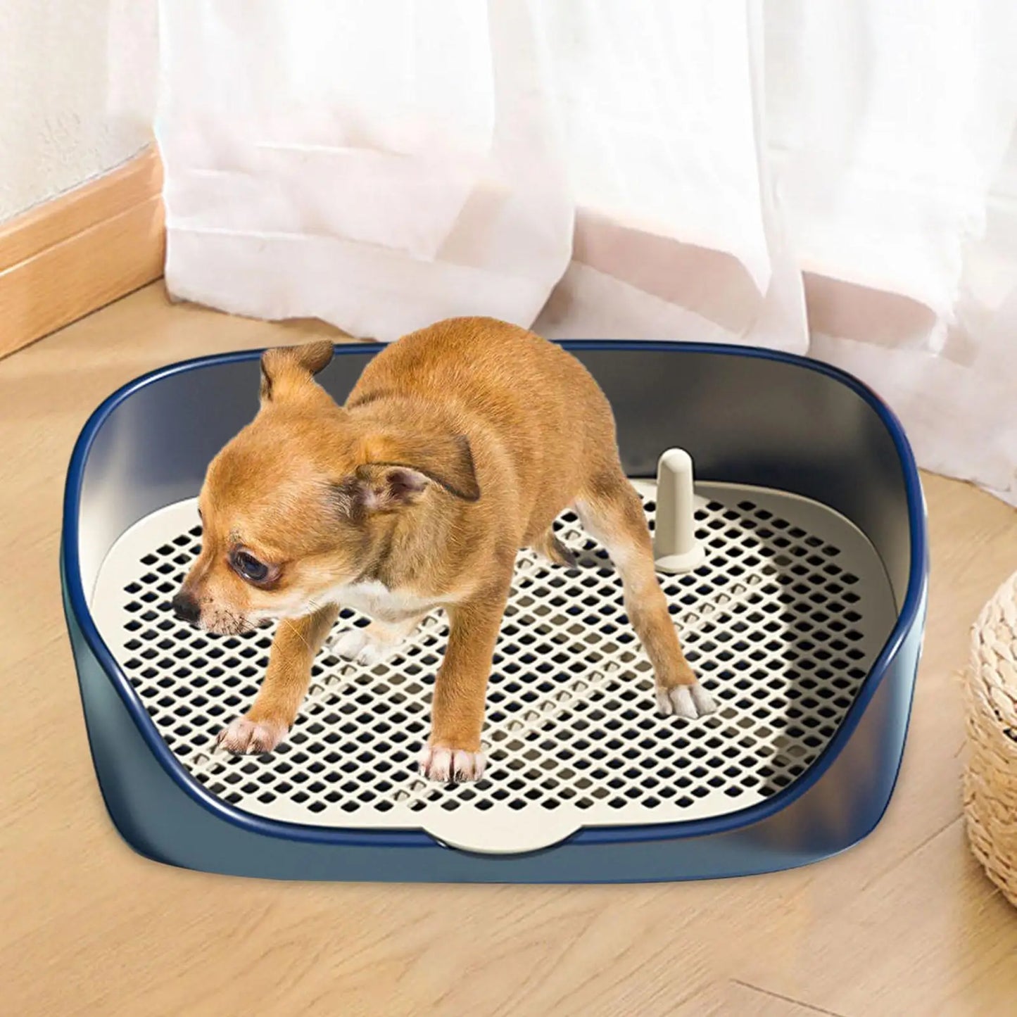 Indoor Pet Litter Pan With Removable Grille Portable Dog Potty