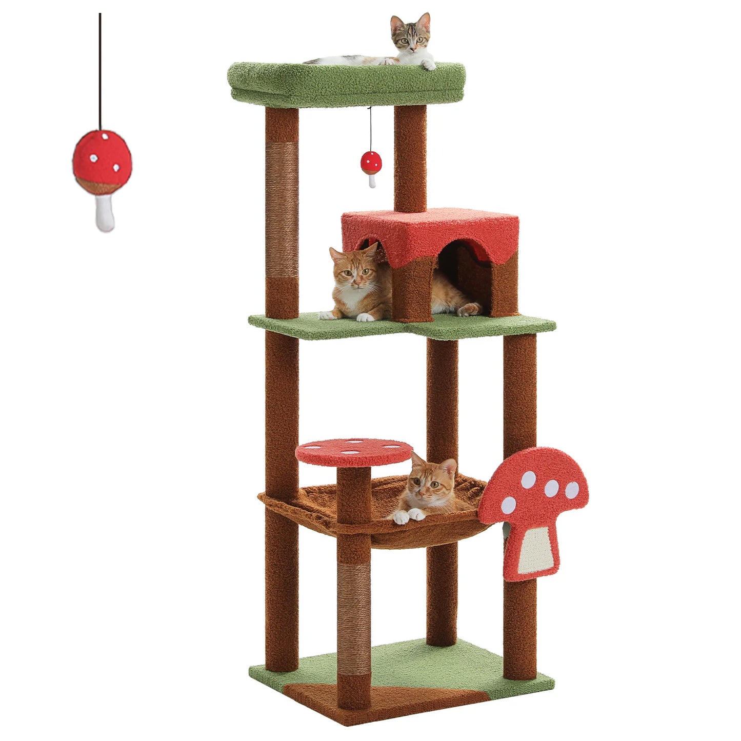 PEQULTICN Mushroom Shaped Cat Tower With Large Perch Hammock