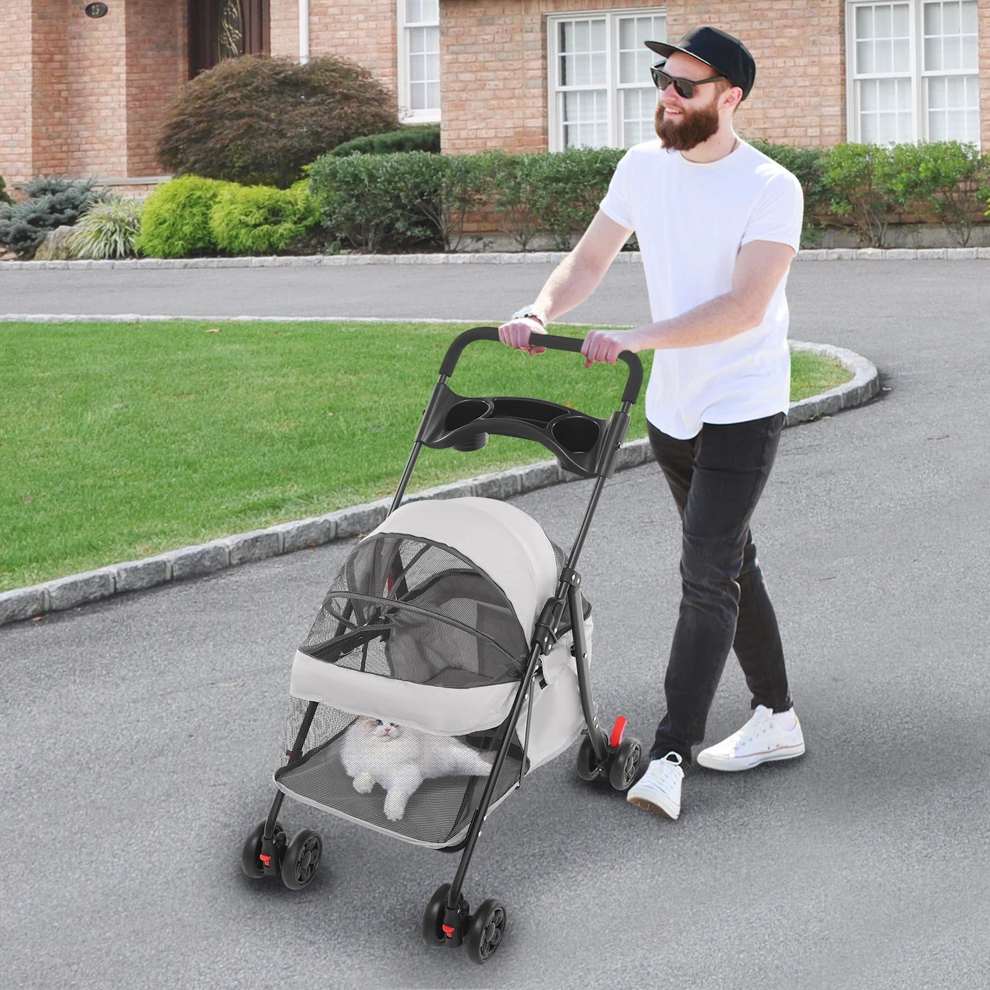 Foldable Lightweight Pet Cart For Small-To-Medium Dogs And Cats All-Season-Outdoor-Travel-Ready