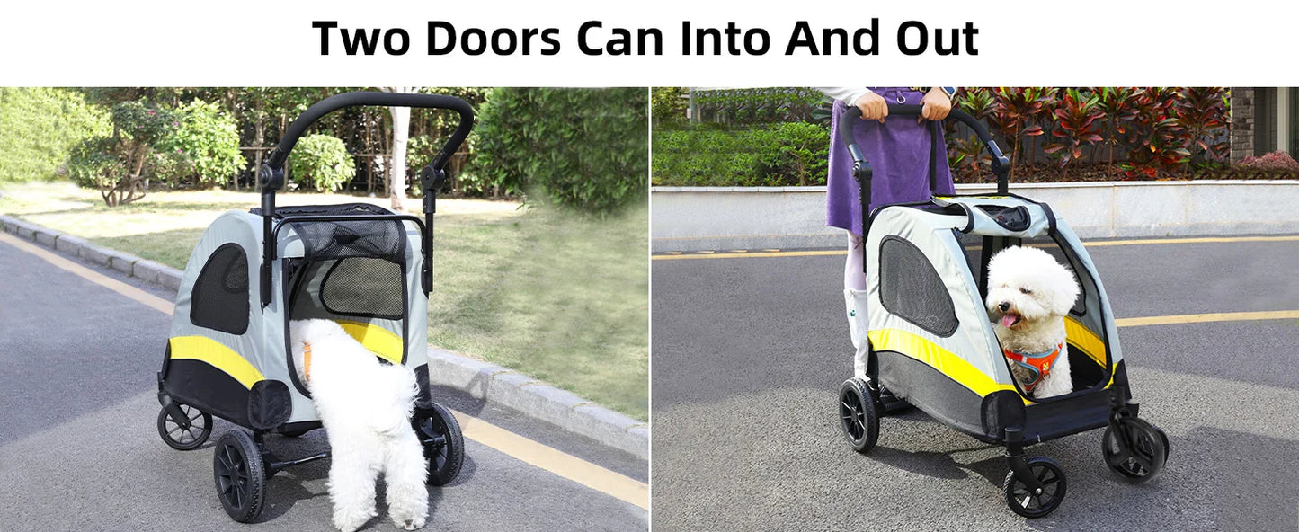 Premium Foldable Allterrain Dog Stroller Pram 4 Wheel Travel Jogger