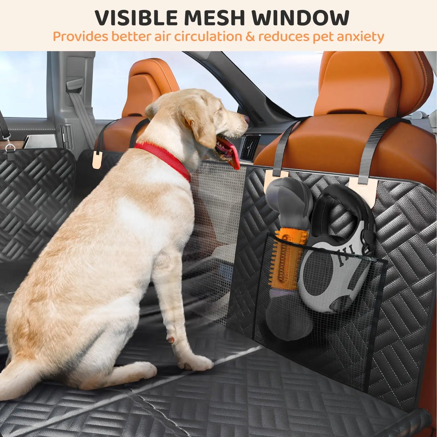 Dog Car Seat Cover for Back Seat, Hard Bottom Back Seat Extender for Dogs - Supports 400lbs, Back Seat Pet Cover, SUV and Trucks