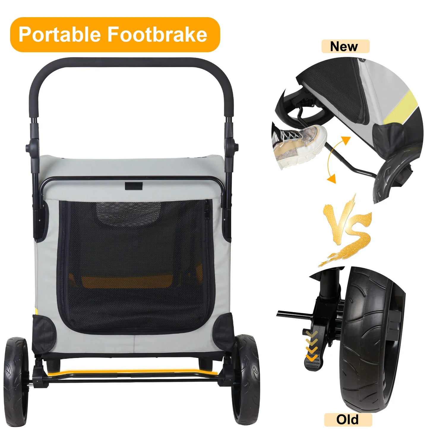 Premium Foldable Allterrain Dog Stroller Pram 4 Wheel Travel Jogger