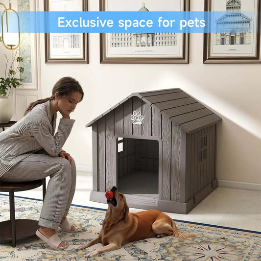 Weatherproof Dog House With Air Vents And Elevated Floor