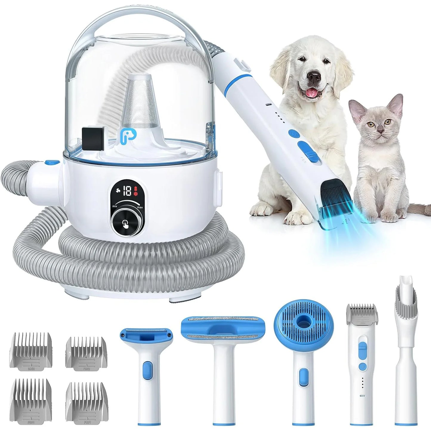 DishyKooker Pet Grooming Kit With Quiet Vacuum And Five Tools