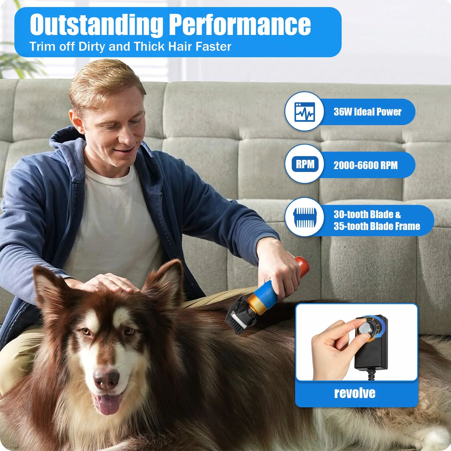 Professional Dog And Cat Hair Clipper Kit With Detachable Blades