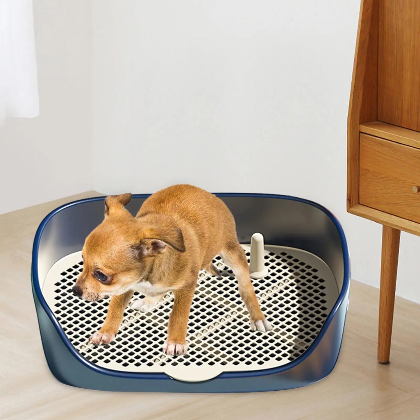 Indoor Pet Litter Pan With Removable Grille Portable Dog Potty