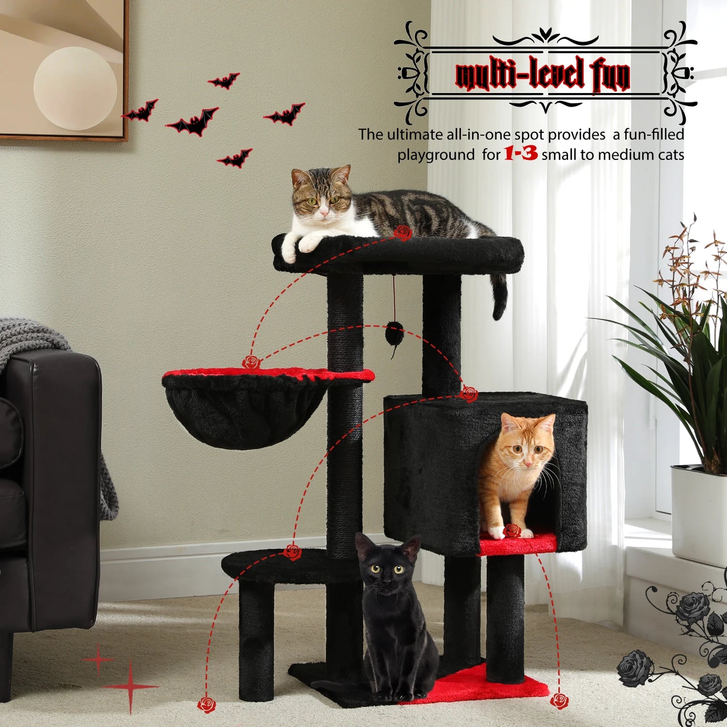 PEQULTICN Cat Tree With Scratching Post And Private Cat Condo
