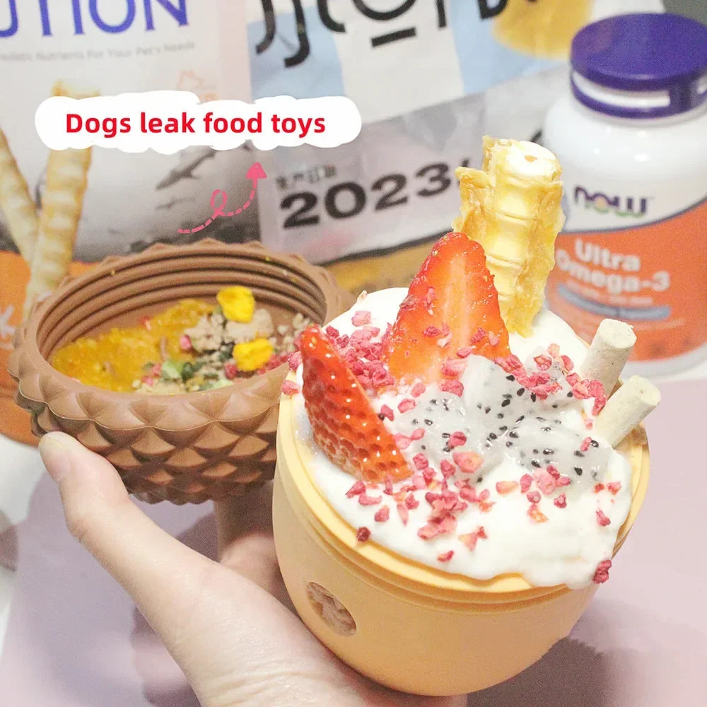 Durable Non Toxic Silicone Acorn Dog Toy Interactive Puzzle SlowFeedingChewTeethCleaning