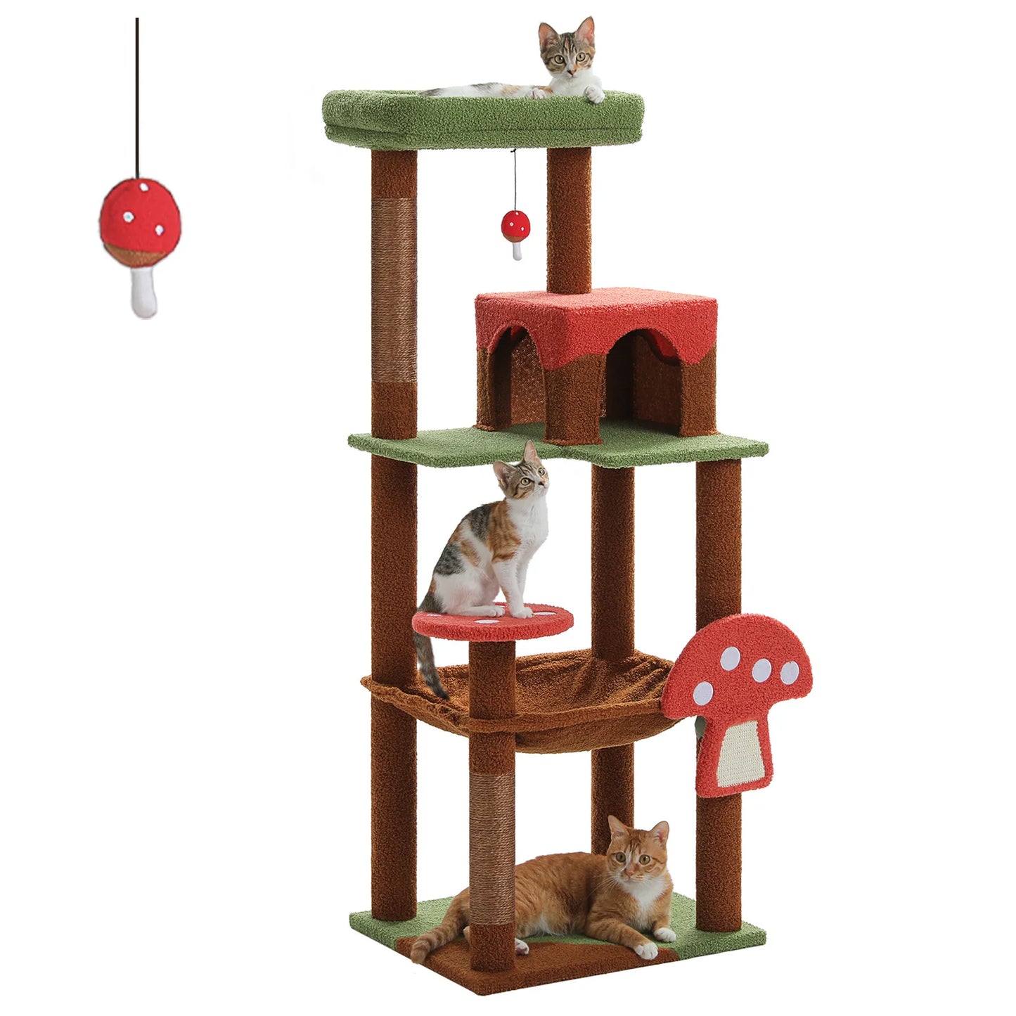PEQULTICN Mushroom Shaped Cat Tower With Large Perch Hammock