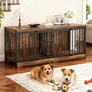 MKDK Double Dog Crate Furniture For Two Dogs Indoor Kennel