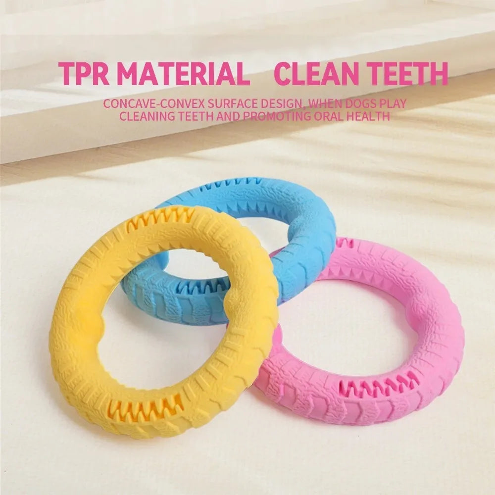 3PCS Interactive Floating Water Dog Toy Training Ring Durable Flying Disk Puller Resistant Chew-Proof for Small Medium Dog