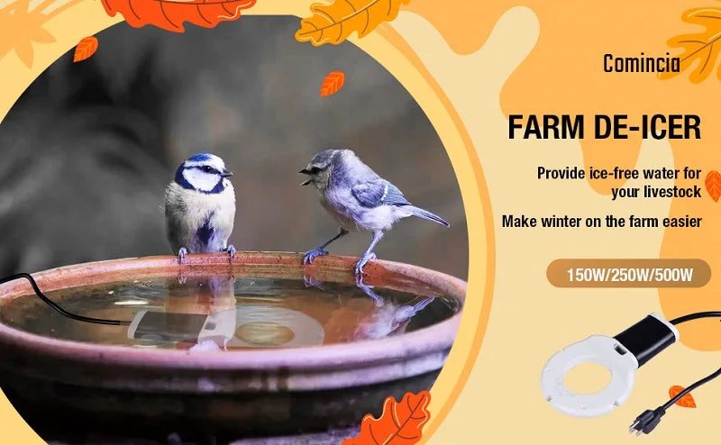 250Watt / 500Watt Stock Tank Heater Birds Cows Chicken Water Heater Cast Aluminum Thermostatic Control Water Trough Tank Heater