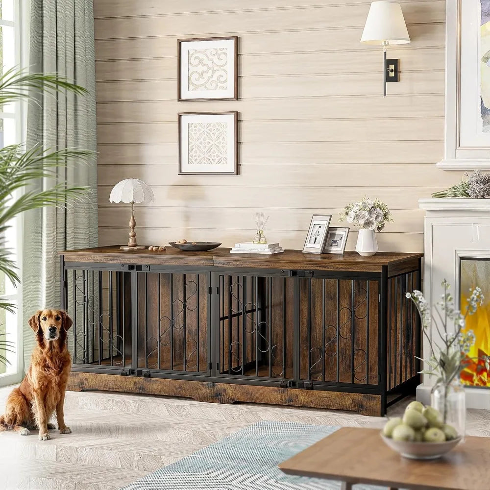 MKDK Double Dog Crate Furniture For Two Dogs Indoor Kennel