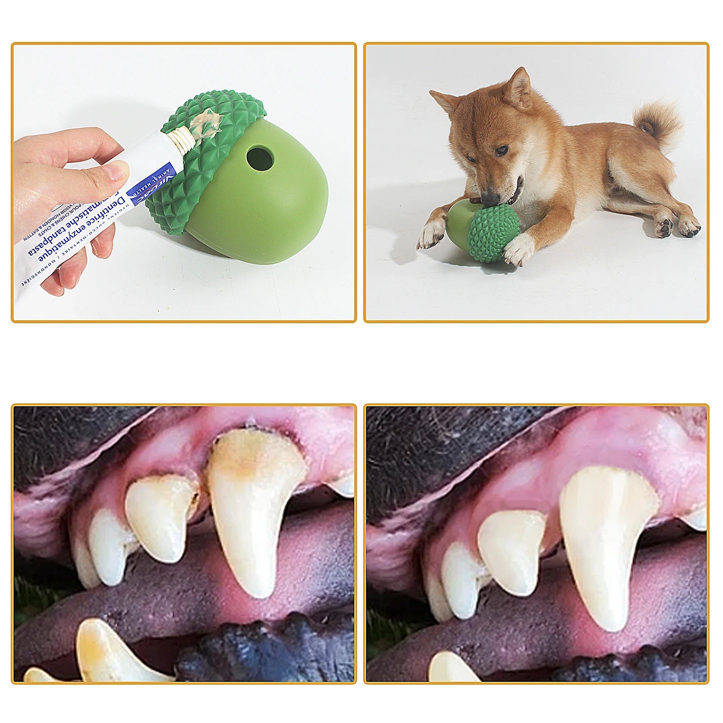 Durable Non Toxic Silicone Acorn Dog Toy Interactive Puzzle SlowFeedingChewTeethCleaning