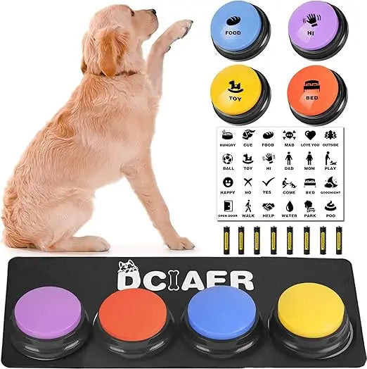 Dog Talking Buttons For Dogs 8 Recordable Sound Buttons 24 Scene Patterns Dog Button Mat