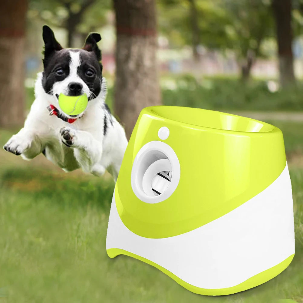 Pet Prime Automatic Dog Ball Thrower Launcher Interative Dog Fetch Machine with 3 Tennis Balls for Indoor/Outdoor Throwing Game