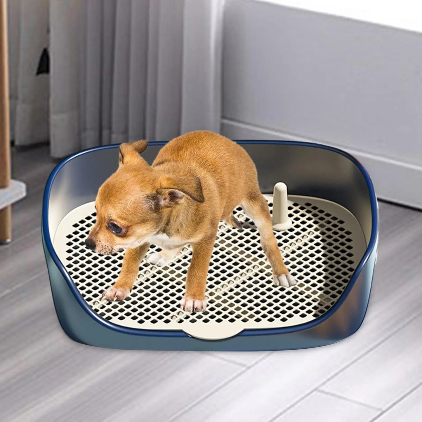 Indoor Pet Litter Pan With Removable Grille Portable Dog Potty