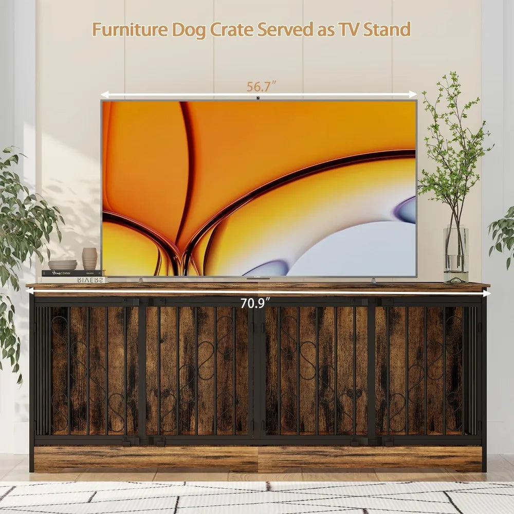 MKDK Double Dog Crate Furniture For Two Dogs Indoor Kennel
