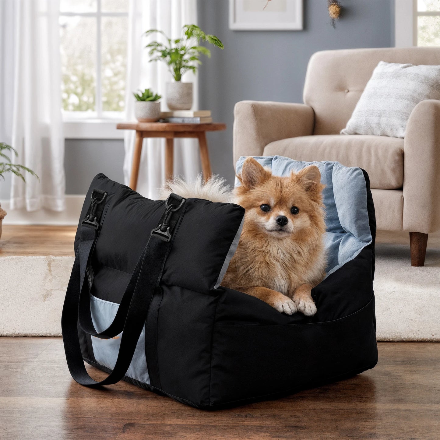 Dog Car Seat Travel Bed Carrier With Clip On Leash