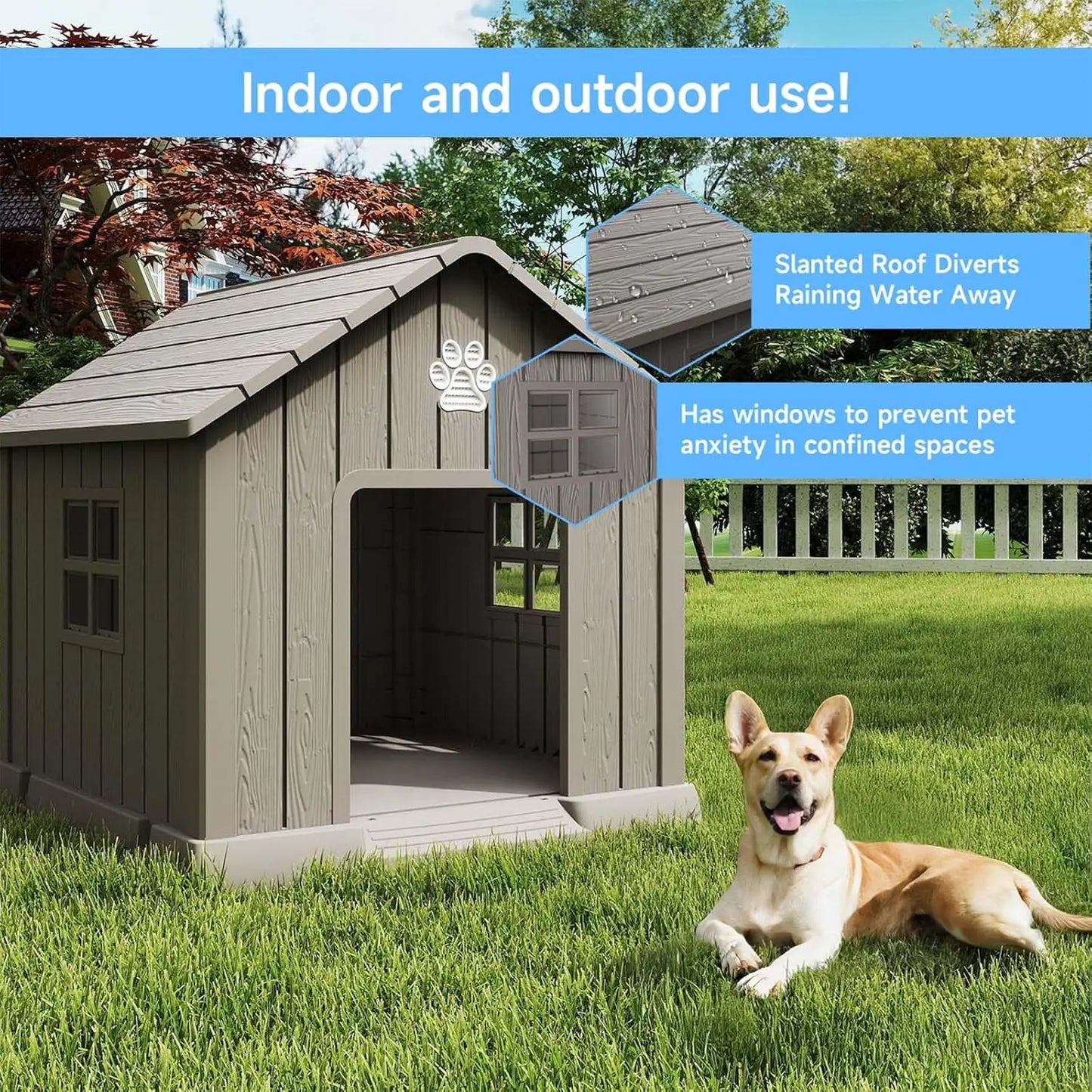Weatherproof Dog House With Air Vents And Elevated Floor
