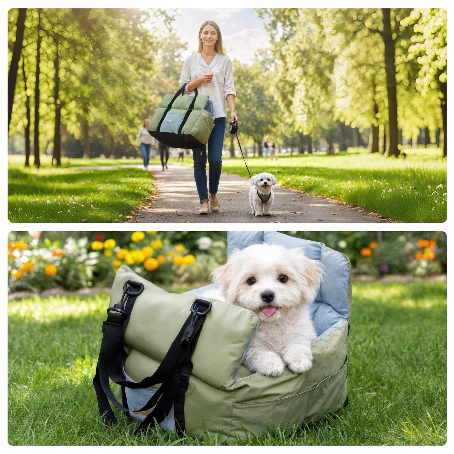 Dog Car Seat Travel Bed Carrier With Clip On Leash