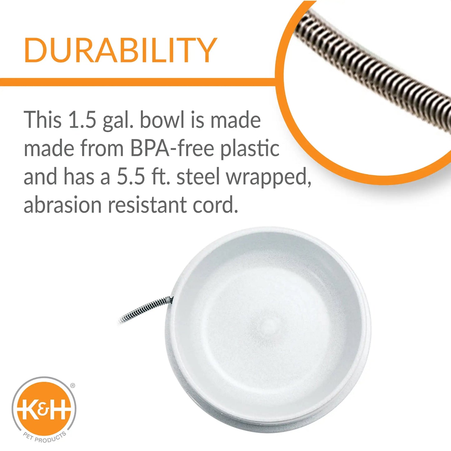 Outdoor Heated Cat & Dog Water Bowl Granite 1.5 Gallons