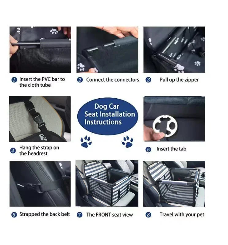 Waterproof Travel Dog Car Seat Cover Hammock For Cars, Pet Carrier Bag Cat Transport, Adjustable Straps