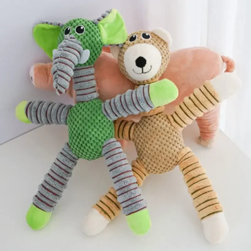Indestructible Large Dog Squeaky Plush Toy Animal Shape Chew Molar Training Dental