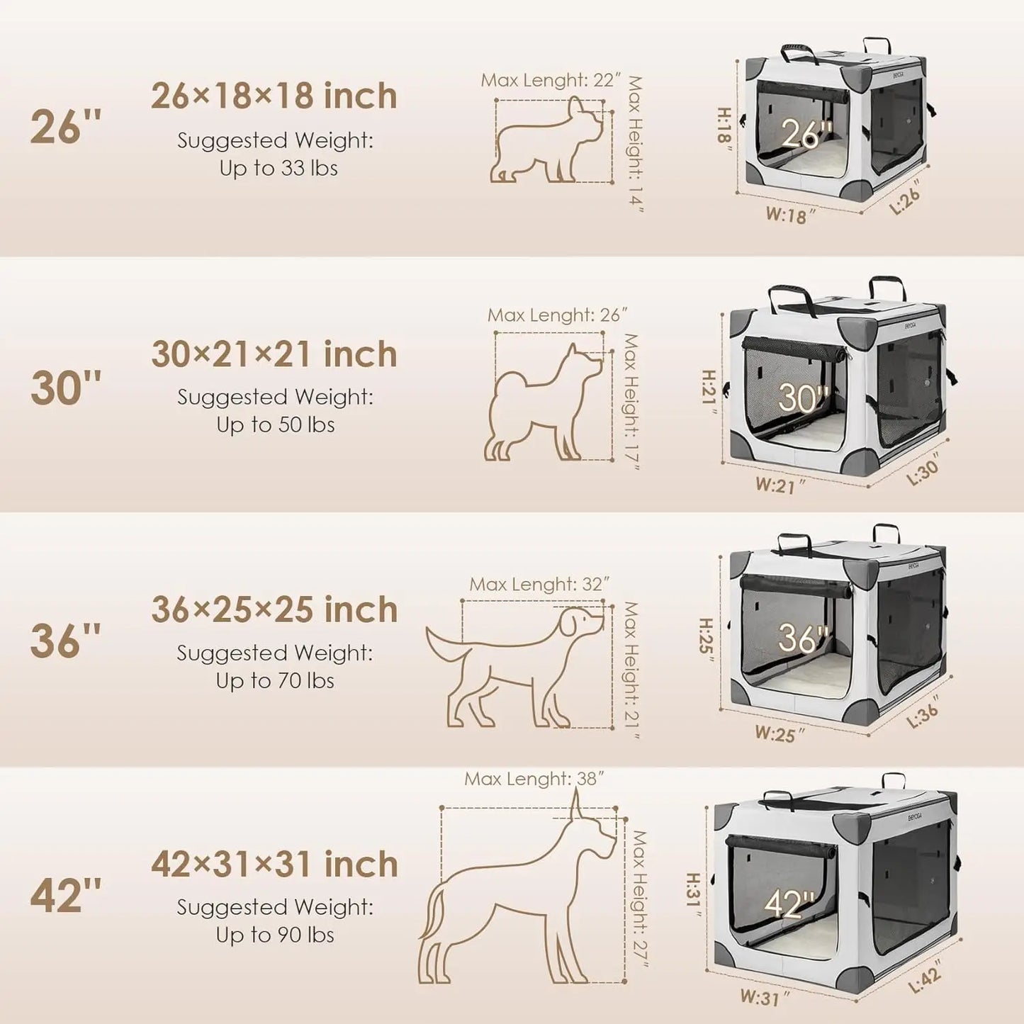 Collapsible Dog Crate for Extra Large Dogs Portable Travel Kennel