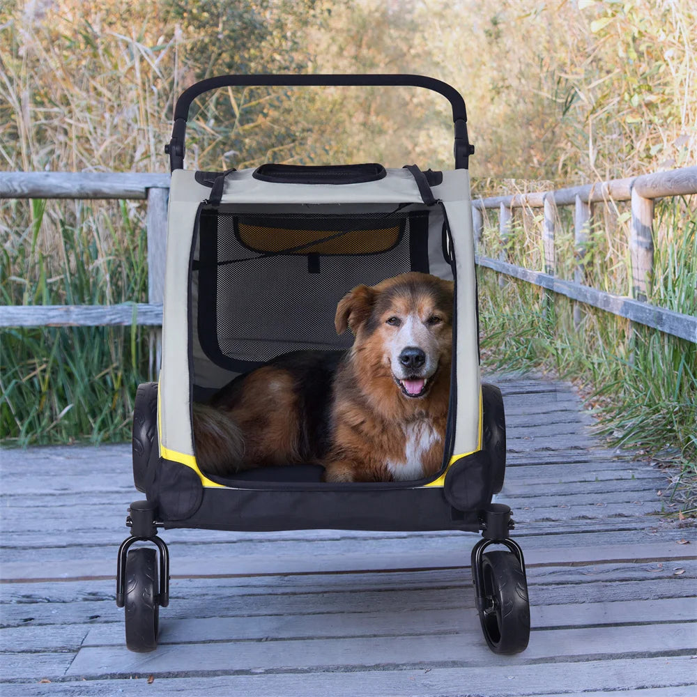 Premium Foldable Allterrain Dog Stroller Pram 4 Wheel Travel Jogger