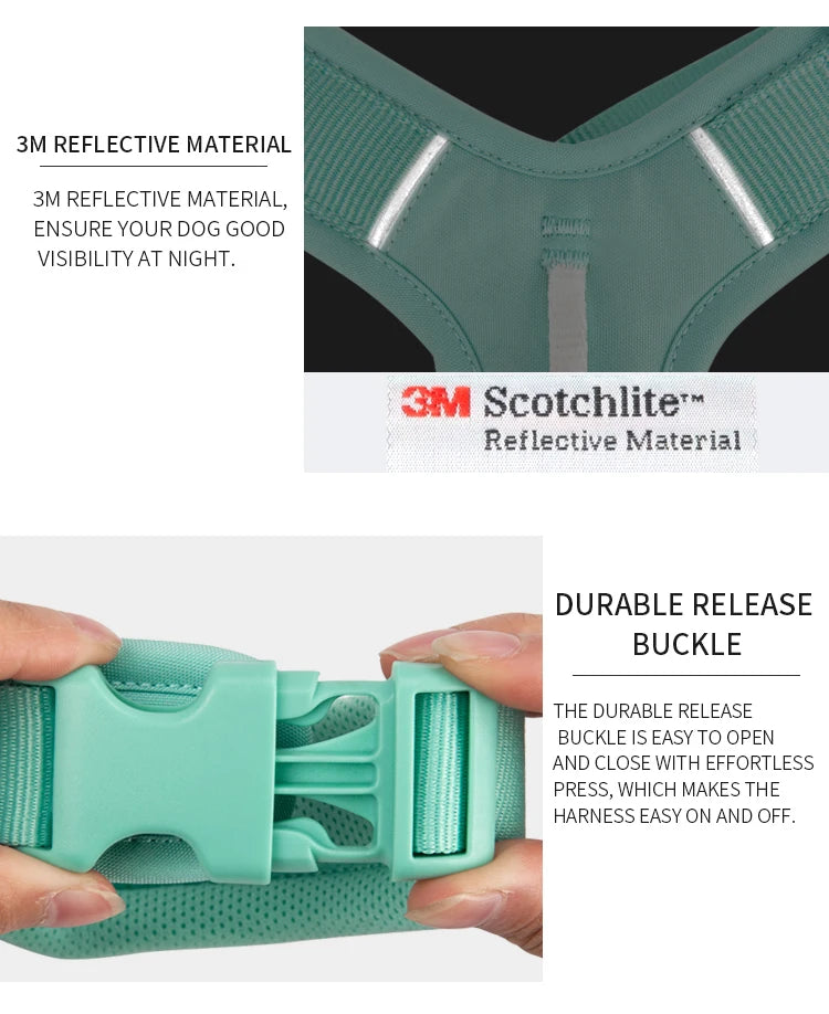 Small Combination No Pull Reflective Dog Harness Vest Adjustable Outdoor