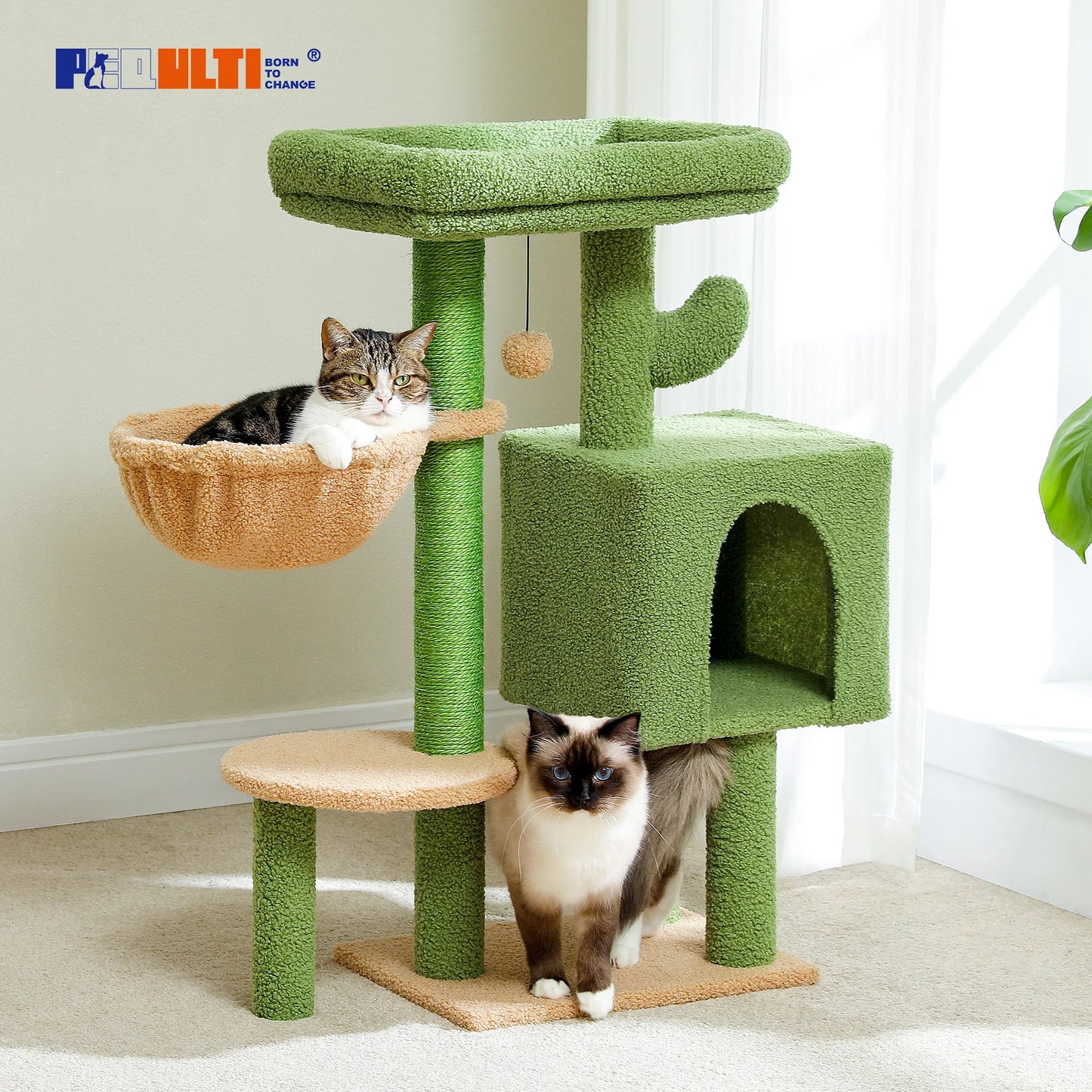 PEQULTICN Cat Tree With Scratching Post And Private Cat Condo