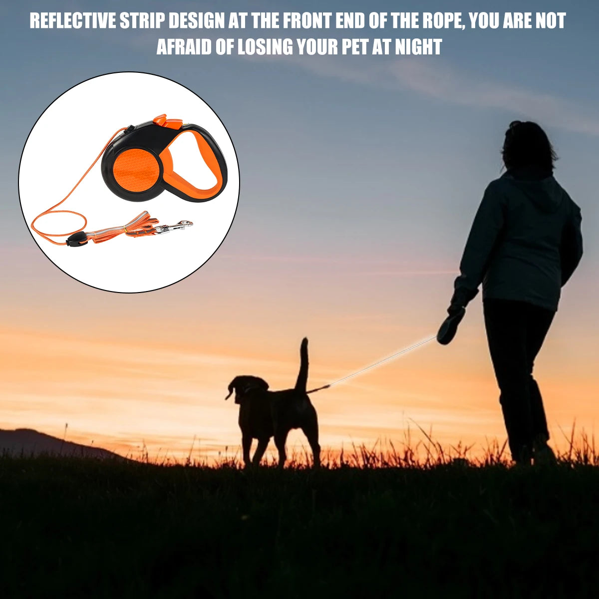 Retractable Dog Leash Heavy Duty Reflective Non Slip Handle