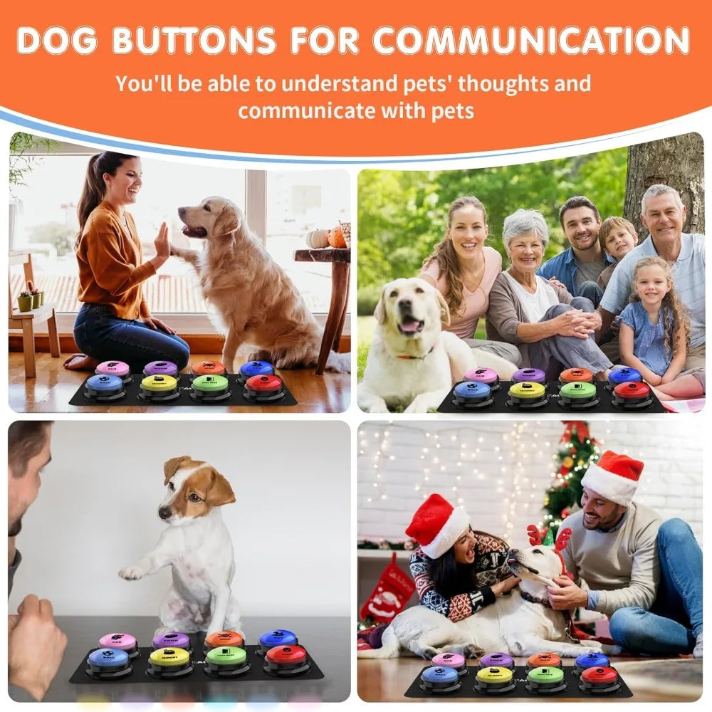 Dog Talking Buttons For Dogs 8 Recordable Sound Buttons 24 Scene Patterns Dog Button Mat