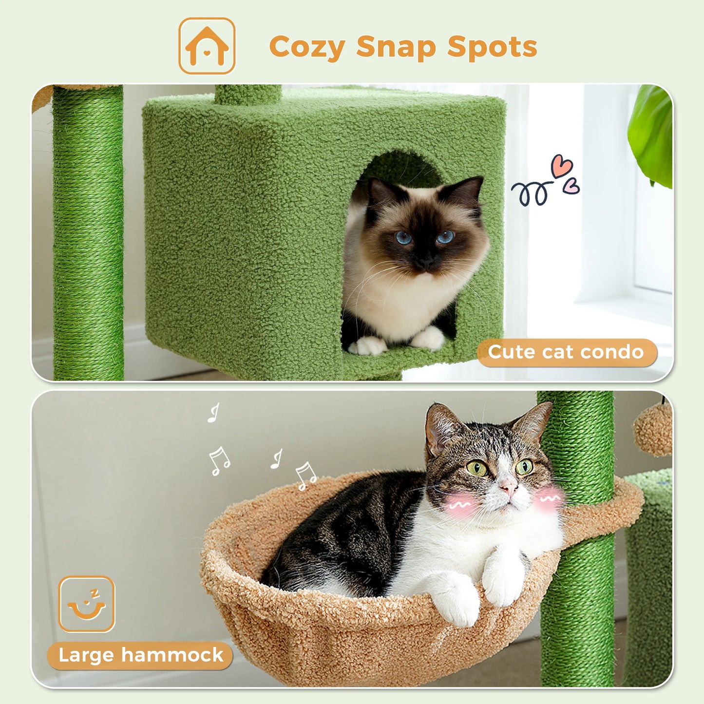 PEQULTICN Cat Tree With Scratching Post And Private Cat Condo