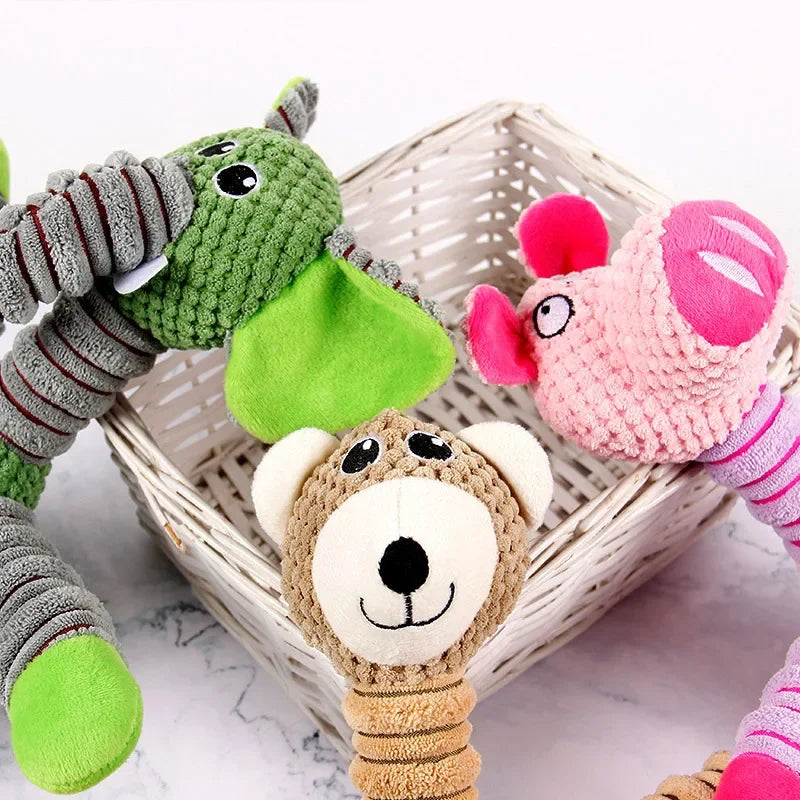 Indestructible Large Dog Squeaky Plush Toy Animal Shape Chew Molar Training Dental
