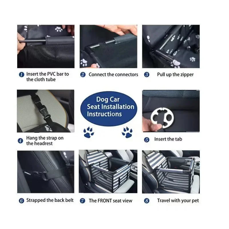 Waterproof Travel Dog Car Seat Cover Hammock For Cars, Pet Carrier Bag Cat Transport, Adjustable Straps