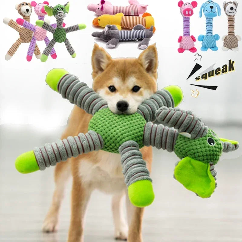 Indestructible Large Dog Squeaky Plush Toy Animal Shape Chew Molar Training Dental