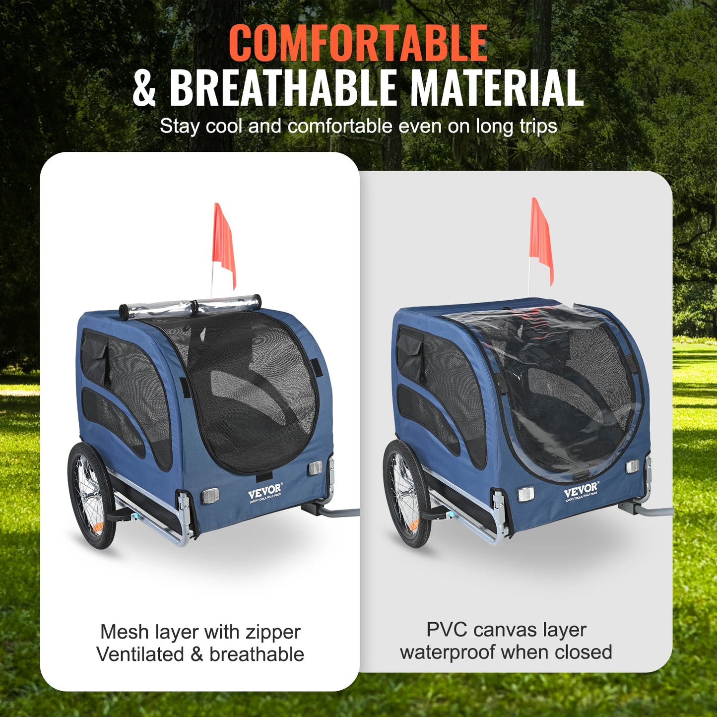 100lb Dog Bicycle Trailer Carrier With Reflectors And Coupler