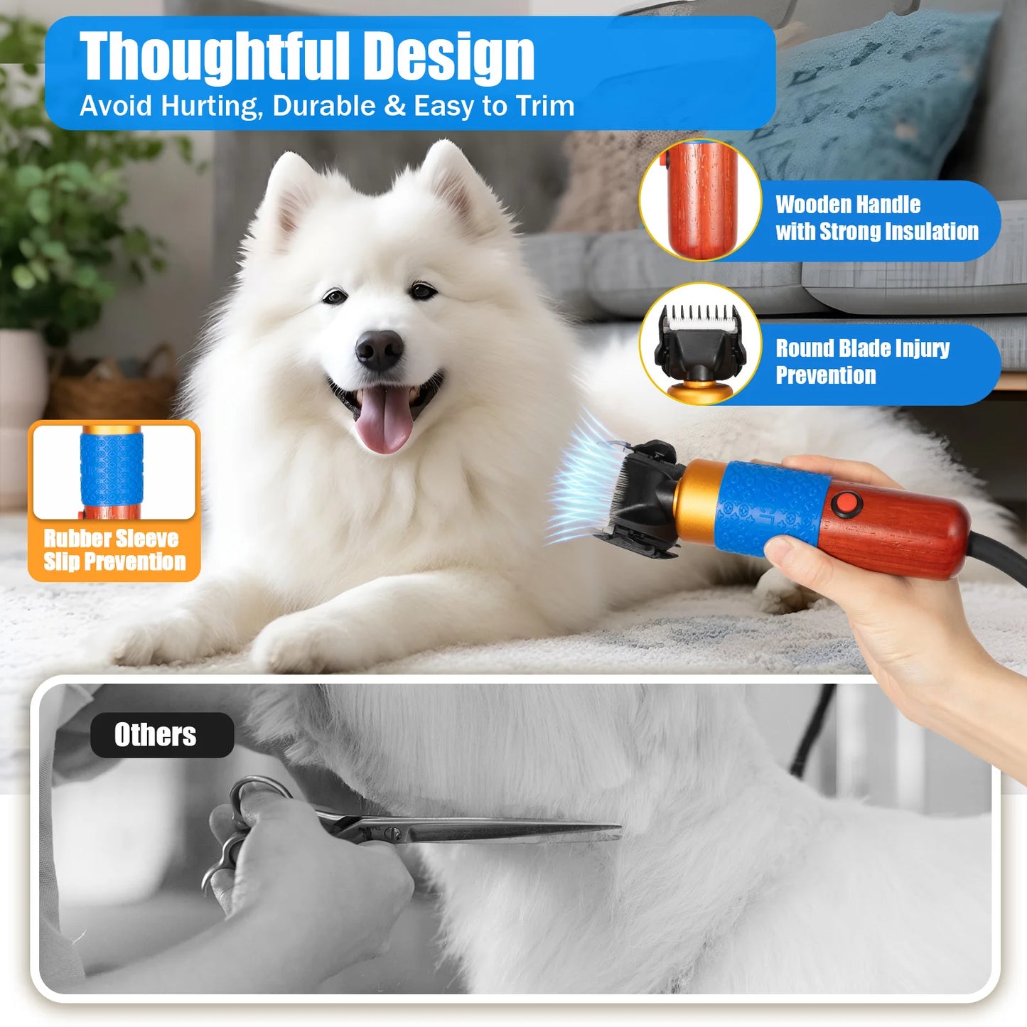 Professional Dog And Cat Hair Clipper Kit With Detachable Blades
