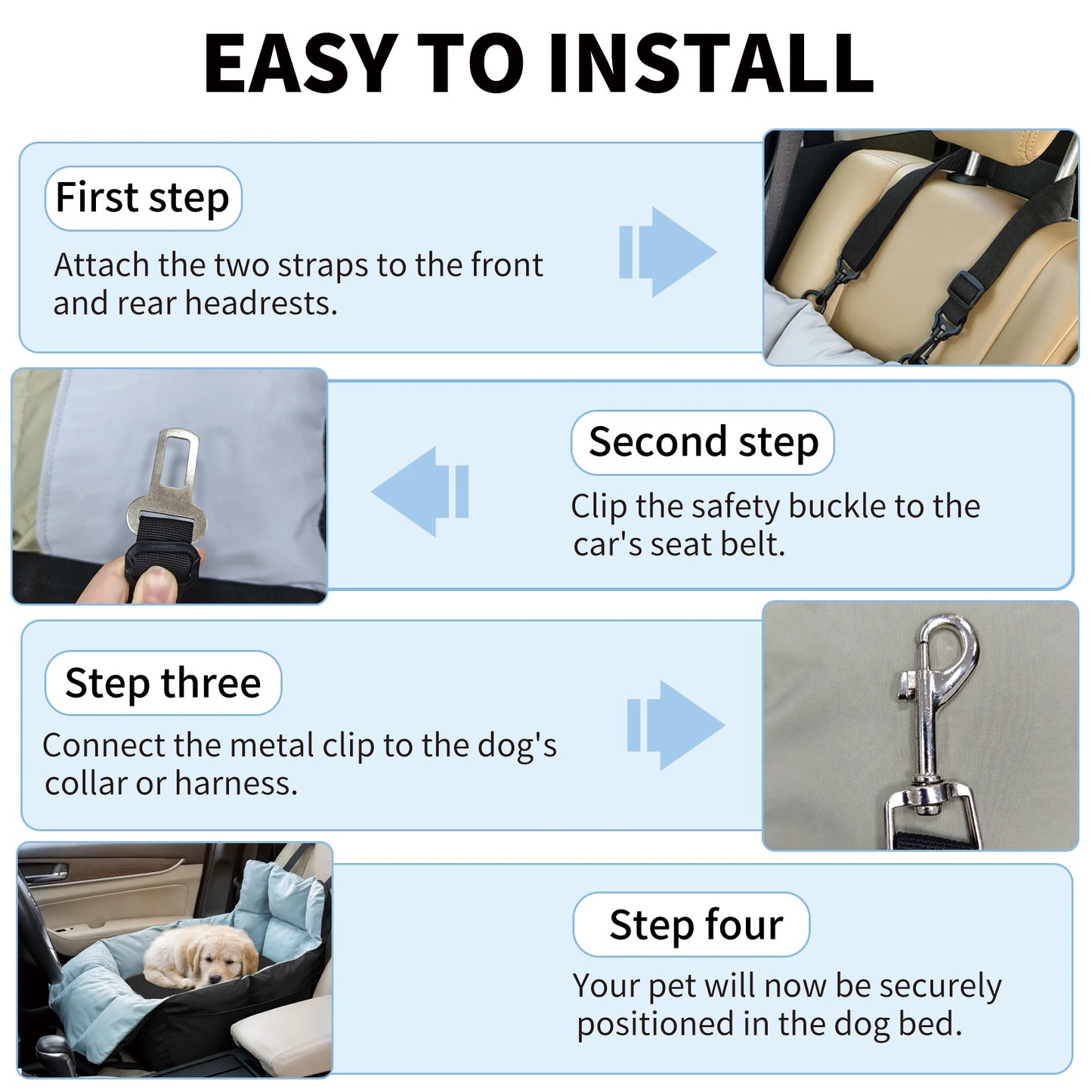 Dog Car Seat Travel Bed Carrier With Clip On Leash