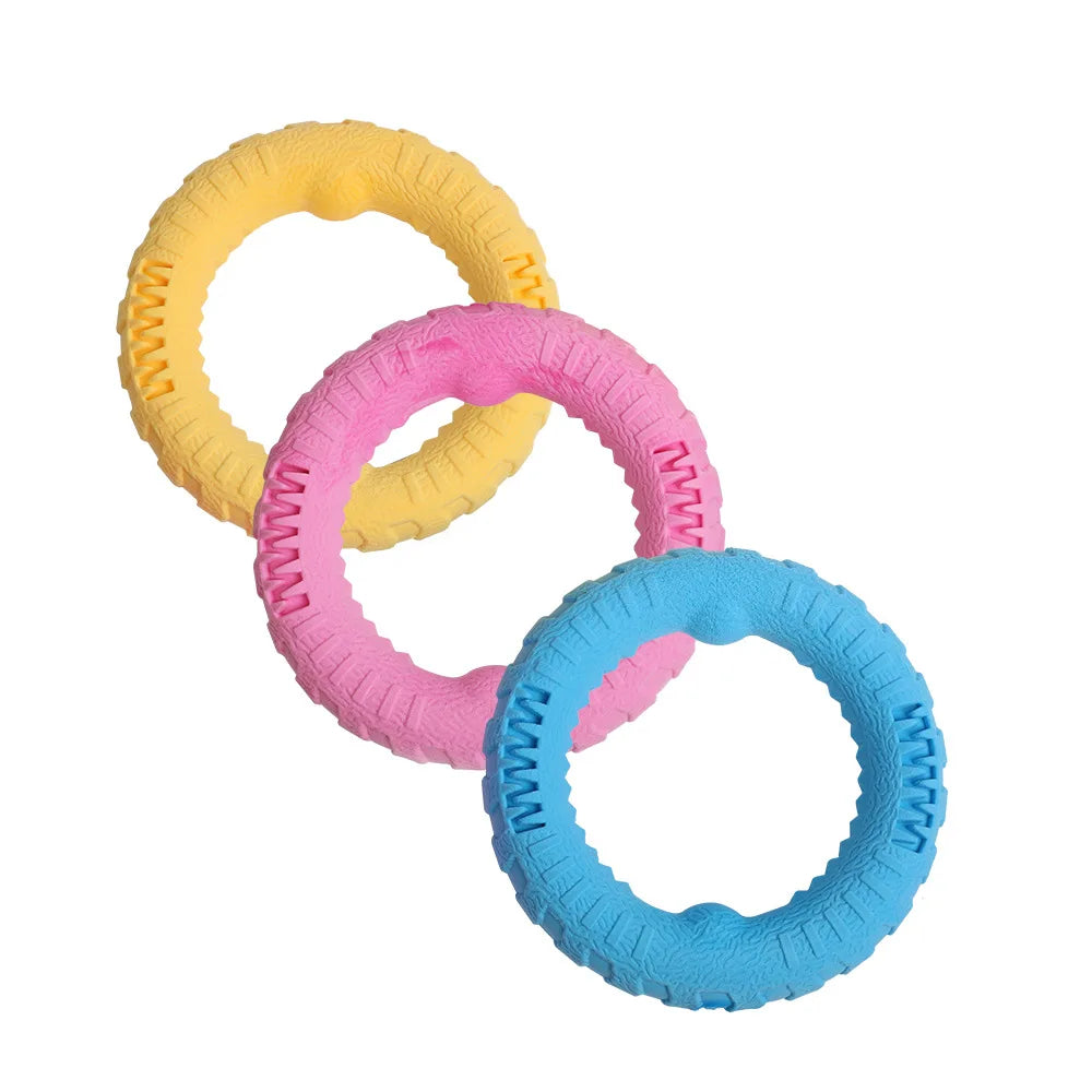 3PCS Interactive Floating Water Dog Toy Training Ring Durable Flying Disk Puller Resistant Chew-Proof for Small Medium Dog