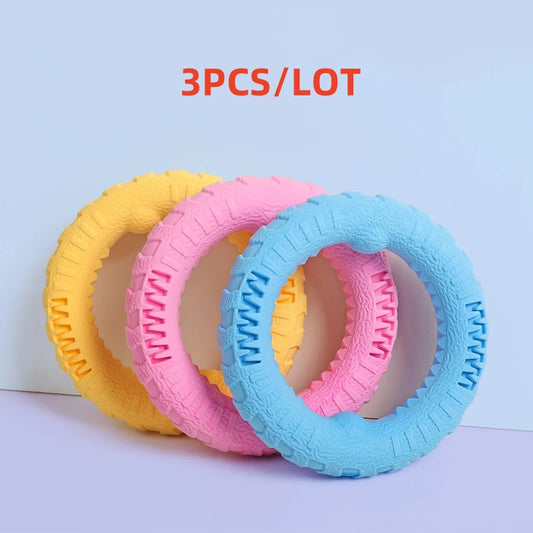 3PCS Interactive Floating Water Dog Toy Training Ring Durable Flying Disk Puller Resistant Chew-Proof for Small Medium Dog