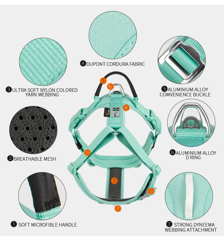 Small Combination No Pull Reflective Dog Harness Vest Adjustable Outdoor